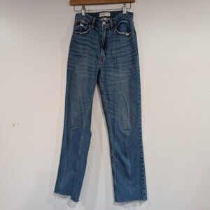 Abercrombie & Fitch Raw Edge Ankle Straight Jeans Blue Size 25 Size 0